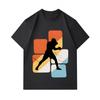 Men's 100% Cotton Crew Neck Short Sleeve T-Shirt, Stylish Boxing Fighter Silhouette Color Block Printed Casual Comfortable Tee for Daily Wear