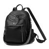 PU Convertible Backpack with Dual Front Vertical Zippers Casual Daypack for Women Daily Travel