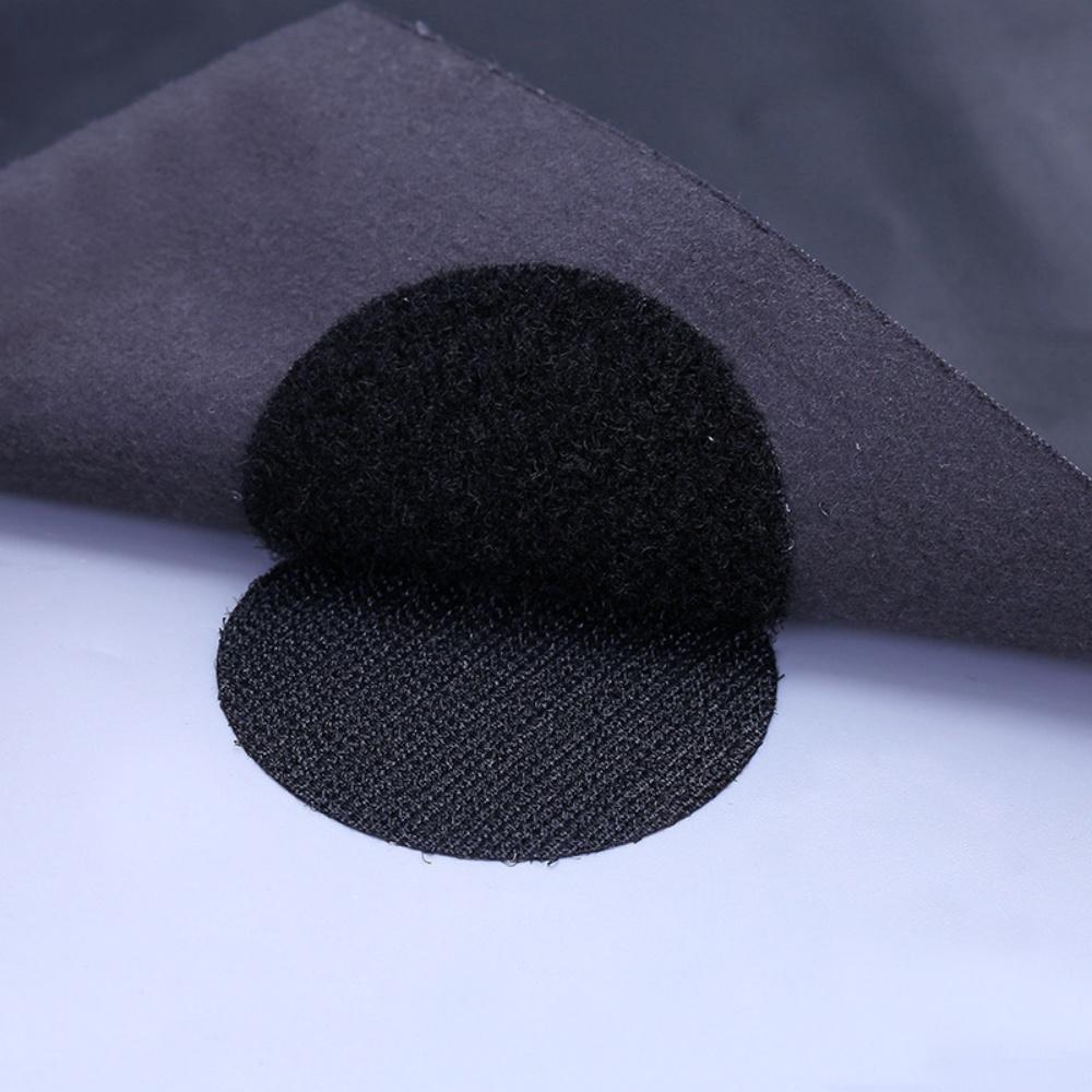 10Pcs Hook & Loop Sticky Self Adhesive Round Dots 6x6cm Circles Magic Tape Black