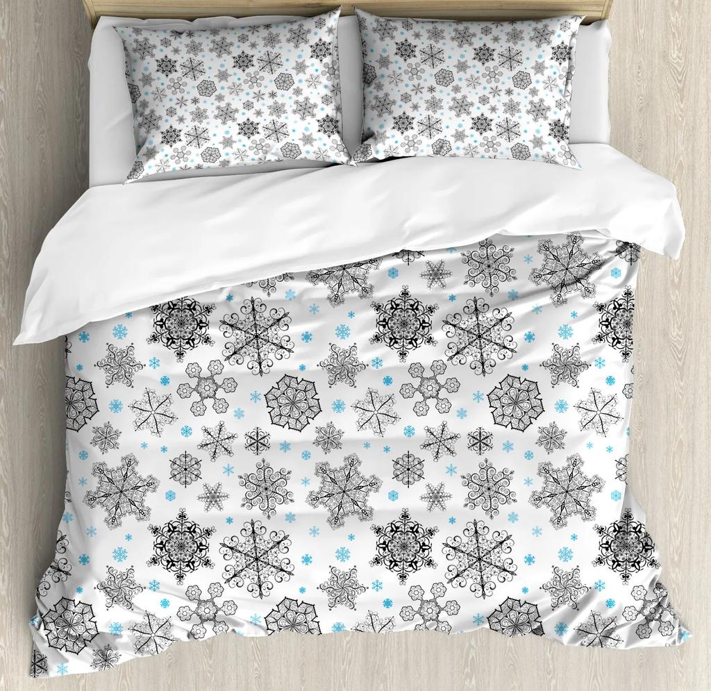 Comforter Winter Merry Xmas Theme Delicate Snowflakes Cold Freezing Weather Vintage Holiday Pattern Room Decorative Women Kids
