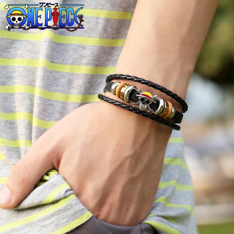 Anime One Piece Bracelet Animation Peripherals Toys Accessories European and American Vintage Leather Bracelet Birthday Gifts