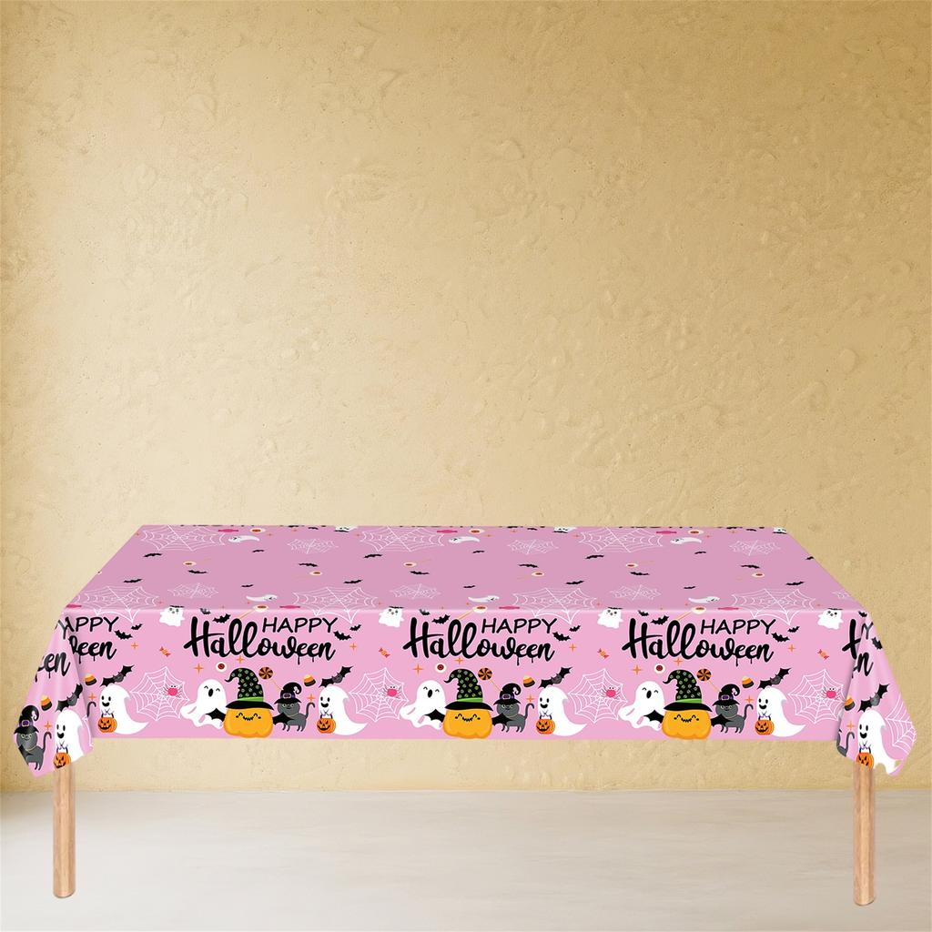 Spooky Halloween Party Supplies Disposable Plastic Tablecloths Decorations with Pumpkin Ghost and Cat Designs for Festive