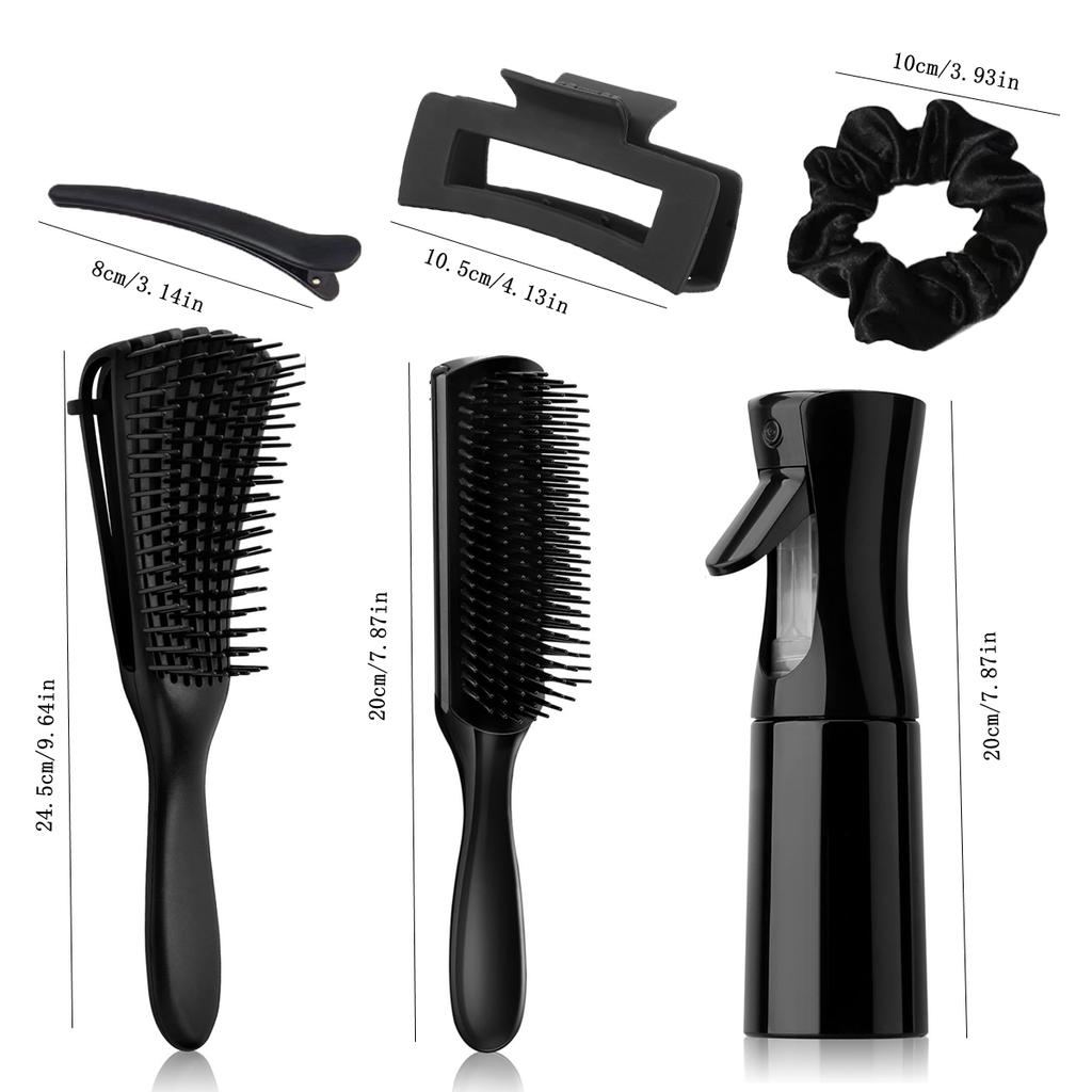 12pcs Detangling Brush Set, 200ml Continuous Spray Bottle, Premium Wide Tooth Comb, Scalp Massager Shampoo Brush, Brush Set with