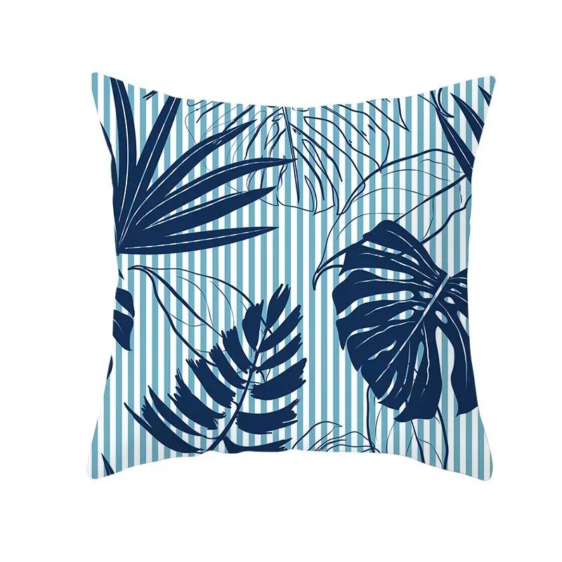 Tropical Decoration Print Cushion Cover Polyester Green Plant Throw Pillow for Sofa/Home Decorative Pillowcase