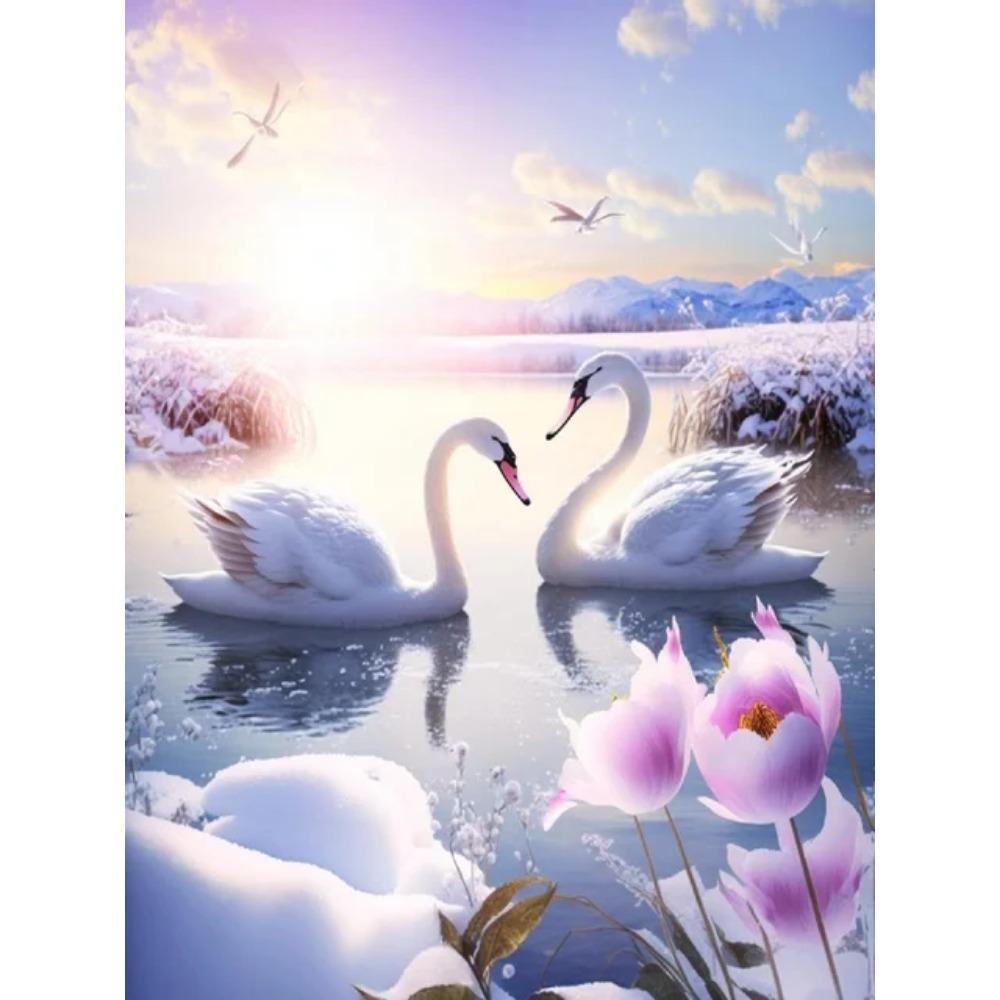 Diamantová malba Full Drill Labuť Slon Kulatý Diamantový obraz Ruční výroba Krásná motýlí květina Vlastní diamantová mozaiková malba Domácí dekorace