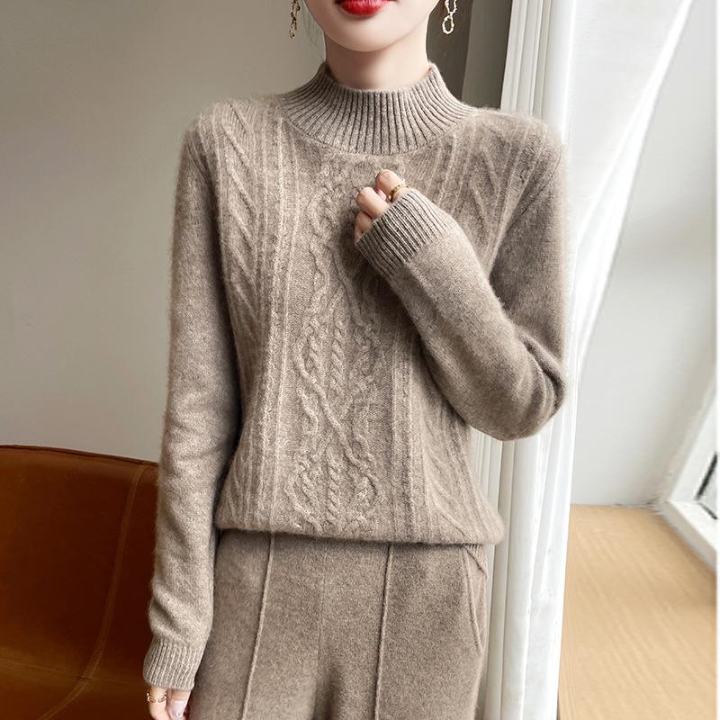 

Утепленный свитер с полувысоким воротником, осенне-зимний стиль, модный и универсальный, приятный к коже и теплый, кашемировый вязаный базовый свитер XXL