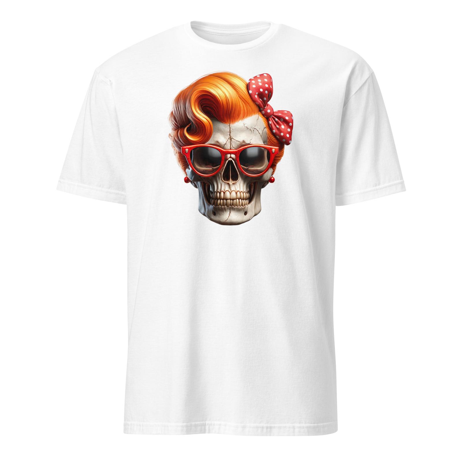 Rockabilly Woman Skull Motif Unisex Short Sleeve T-Shirt Retro Fashion 1950s S разноцветный