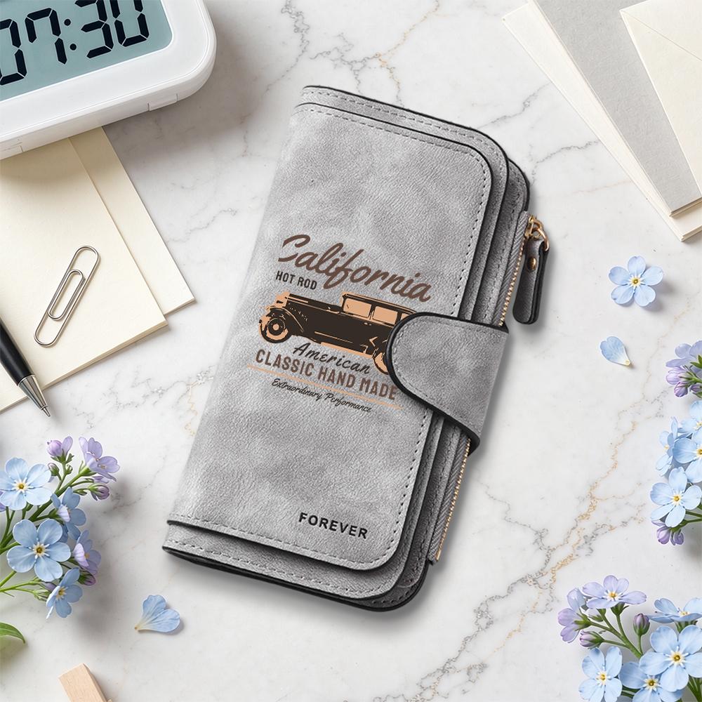 Vintage Car Printed Long Wallet