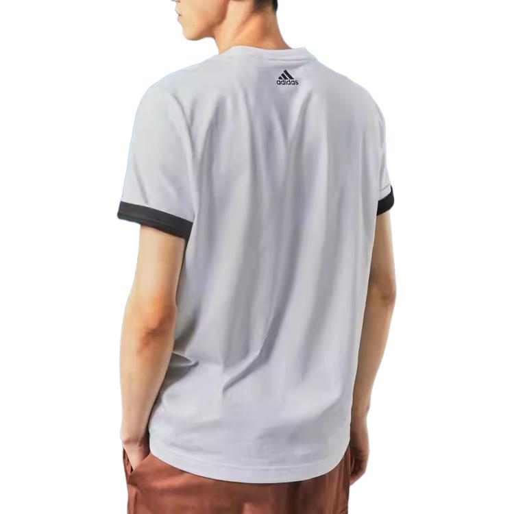 adidas Diseño con estampado de letras Transpirable Versátil Camiseta deportiva de manga corta para hombre Tops Blanco JE3201