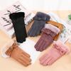 Warm Gloves, Women's Suede Gloves, Driving Outdoor Cycling, Fluffy Thickened Touch Screen, Autumn and Winter Gloves
