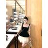 Kumikumi Fashion Set Black Square Collar Cami Women Summer High Waist Slimming Half-Length Two piece skirt