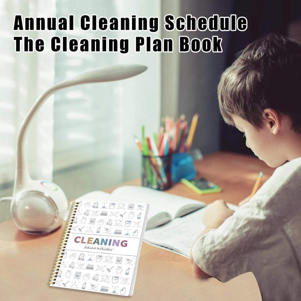 Cleaning Schedule and Checklist Notebook Spiral Bound Organizer with Illustrated Cover and Durable Paper Pages for Home Tasks Management