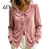 Button Down Shirts Fall Winter Women Velvet Shirt, Regular Fit Long Sleeve Autumn Shirt Top, Soft Solid Color Lapel Collar Blouse for Lady Breathable