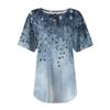 Women's Fashionable Casual Short Sleeve Button Floral Print Round Neck Pullover Top