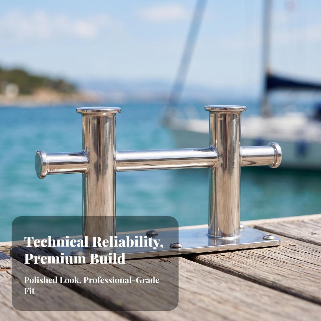 Double Cross Bollard Stainless Steel Hardware Heavy-Duty for Pier, Boat Owners