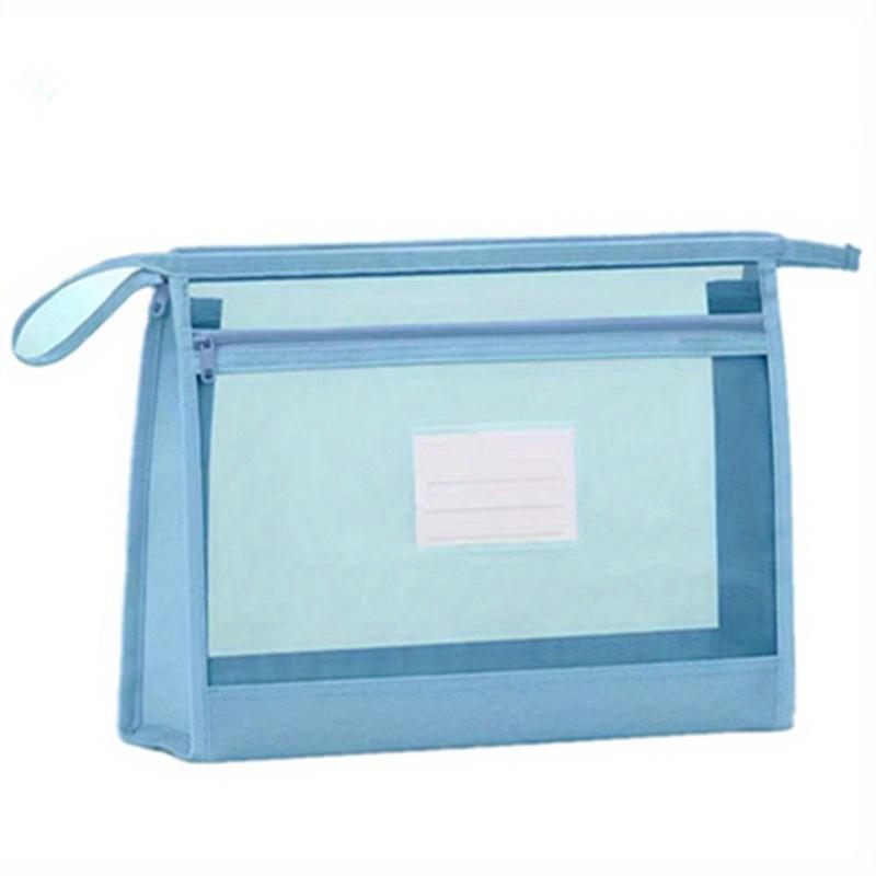 1PC Transparent Mesh School Bag Notebook Box A4 File Bag with Zipper School Travel Office Envelope Folder