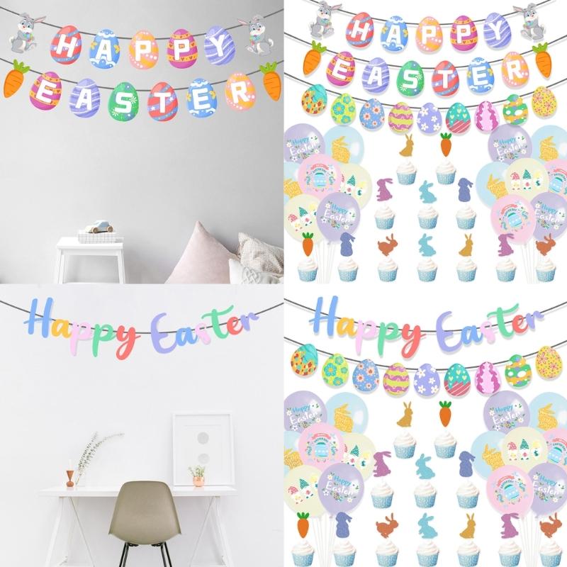 Easters Cake Decoration Cake Toppers Decorative Balloons Cake Decors Hanging Banners Suitable for Festival Occasion