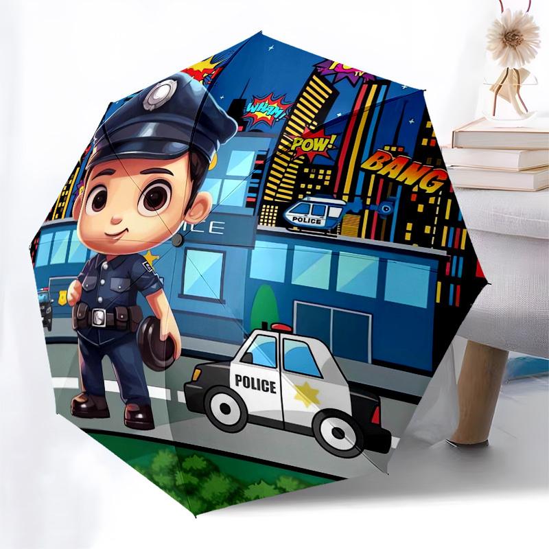 1pc Police Officer Themed High-quality Umbrella,Automatic Opening and Closing Umbrella,Multi-functional Umbrella G0811244