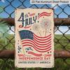 2D Flat Vintage 4th of July Independence Day Aluminum Wall Art Sign - Patriotic American Flag Design with Fireworks & Stars, Rustic Home Decor for