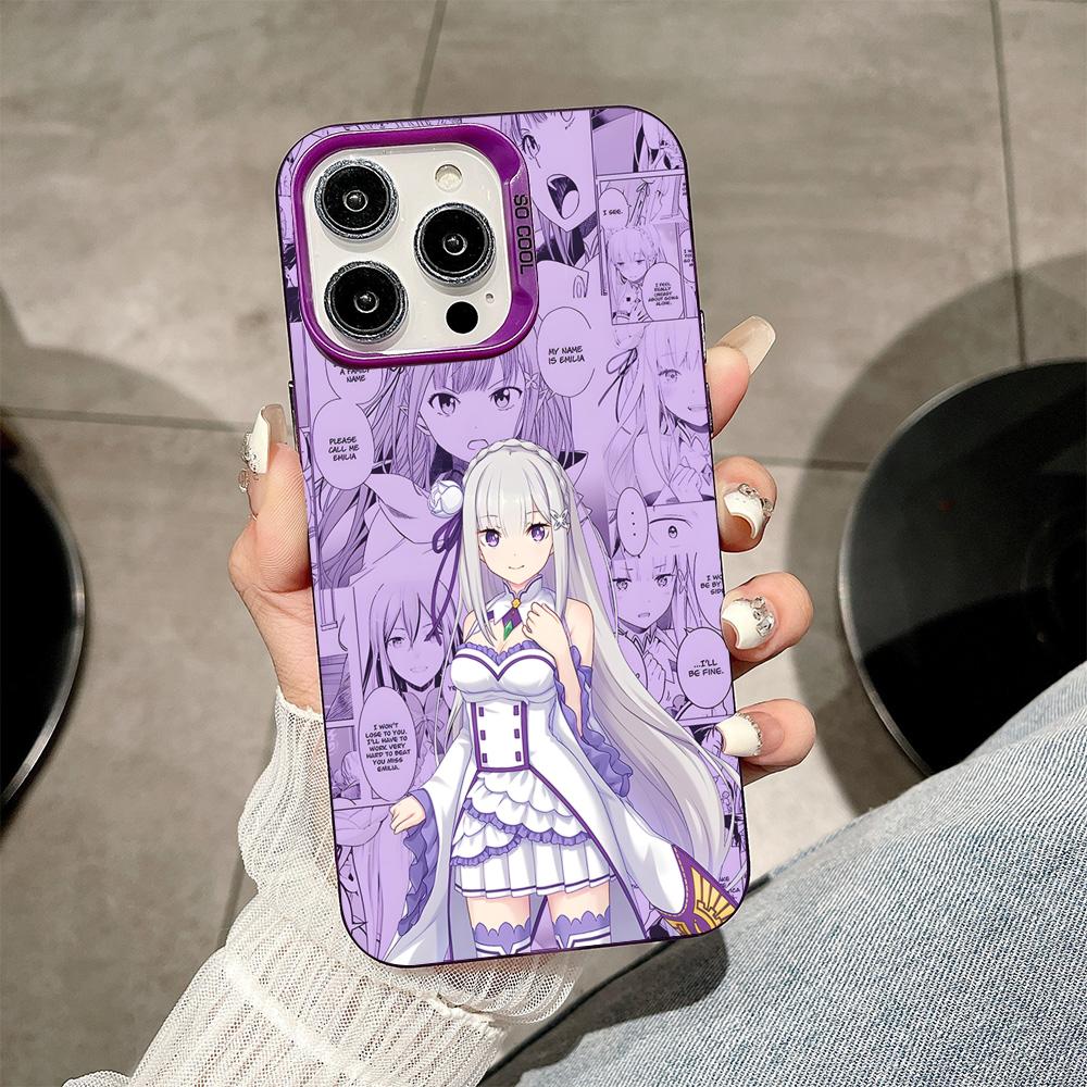 ReZero Emilia Waifu Purple Translucent Mobile Phone Case for iPhone 17 16 15 14 13 12 11 X XR XS Air Pro Max Plus Colorful Cover
