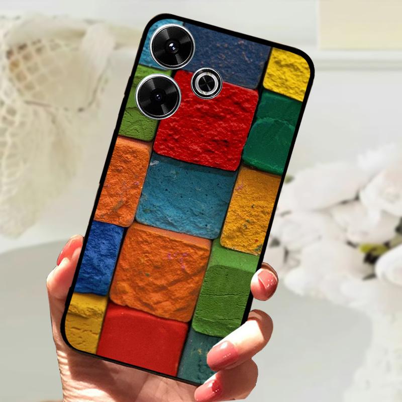 For Xiaomi Redmi 13 Case Fashion Painting Matte Cover Soft Silicone TPU Phone Case For Xiaomi Poco M6 4G Shockproof Shell Fundas