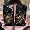 Light Luxury Retro Oil Painting Flower Butterfly Apple 16e Mobile Phone Case Glass iPhone17pro Hard Case Protective Case