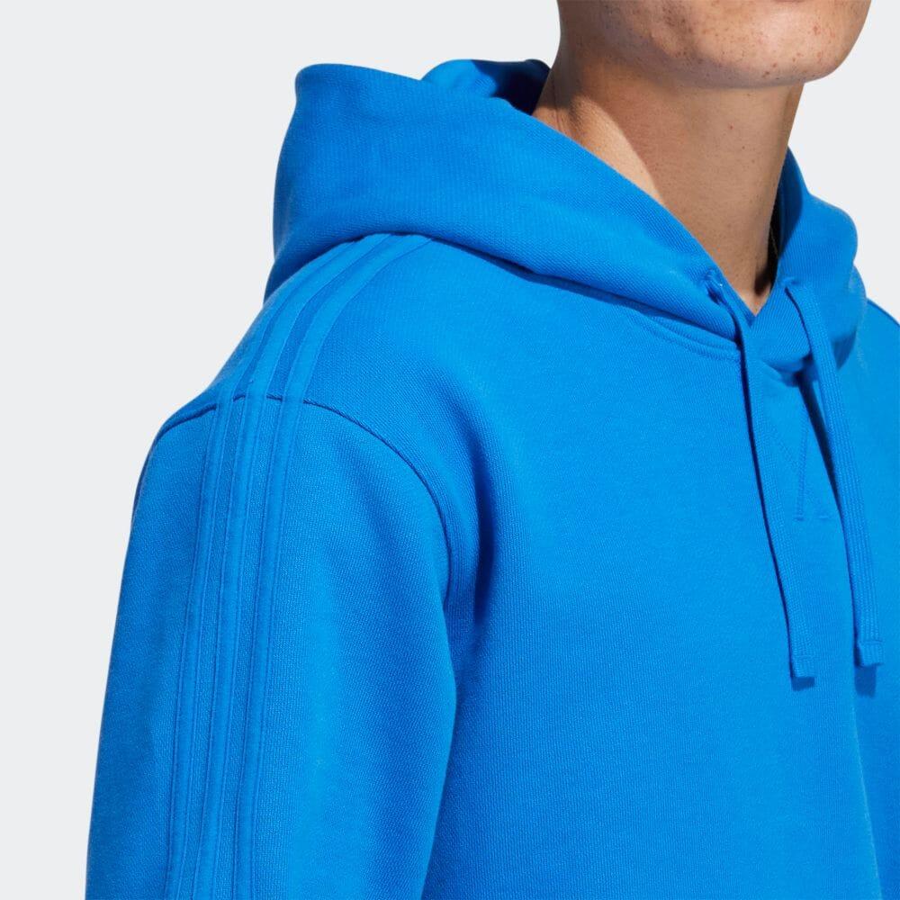 adidas Bluza męska Originals Clover FW22 w jednolitym kolorze z nadrukiem logo, ze sznurkiem, z długim rękawem, niebieska HK9866