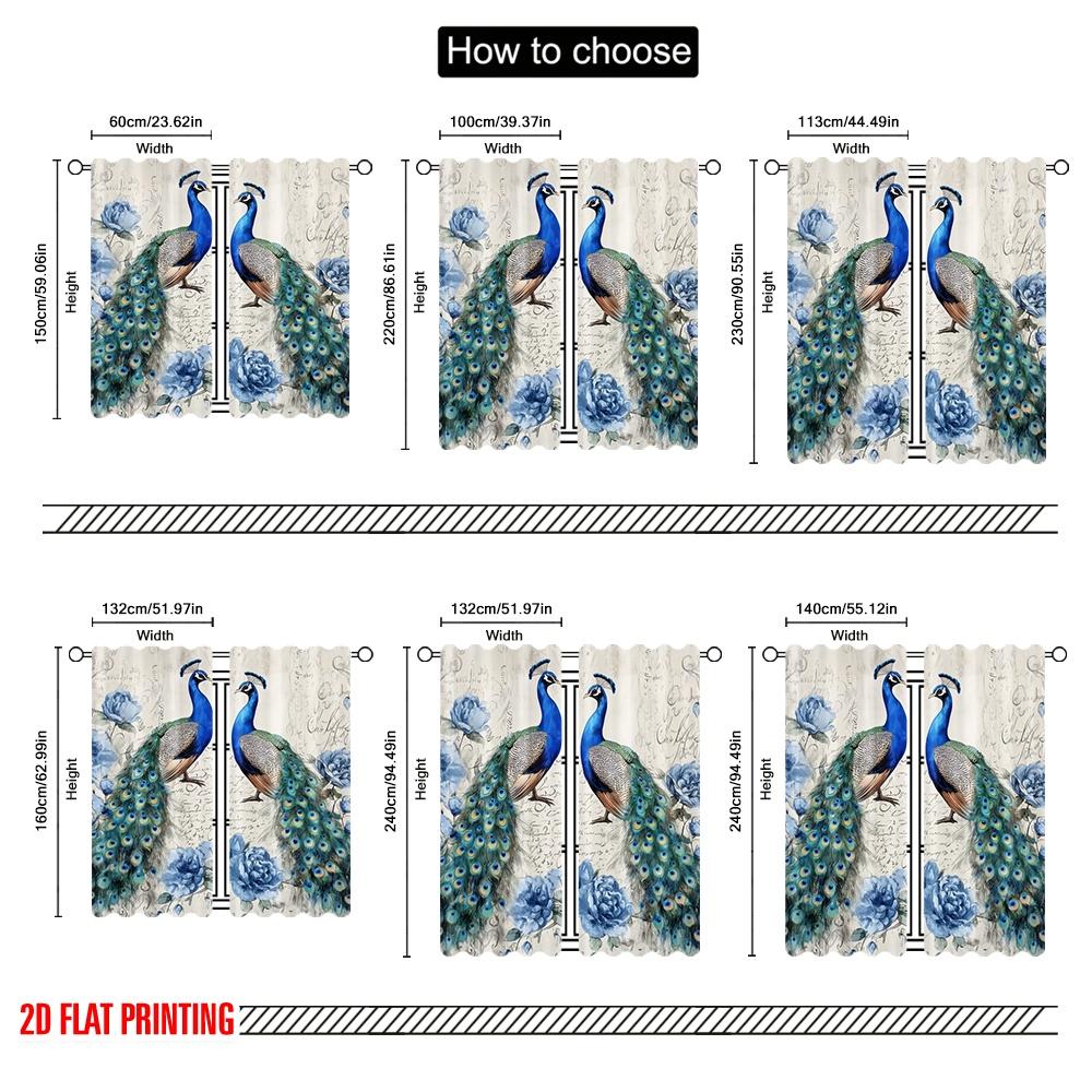 2pcs,2D plane printing Popular Curtain Panels Peacock Romance Versatile 100% Polyester (without rod) Decorations For Home Use