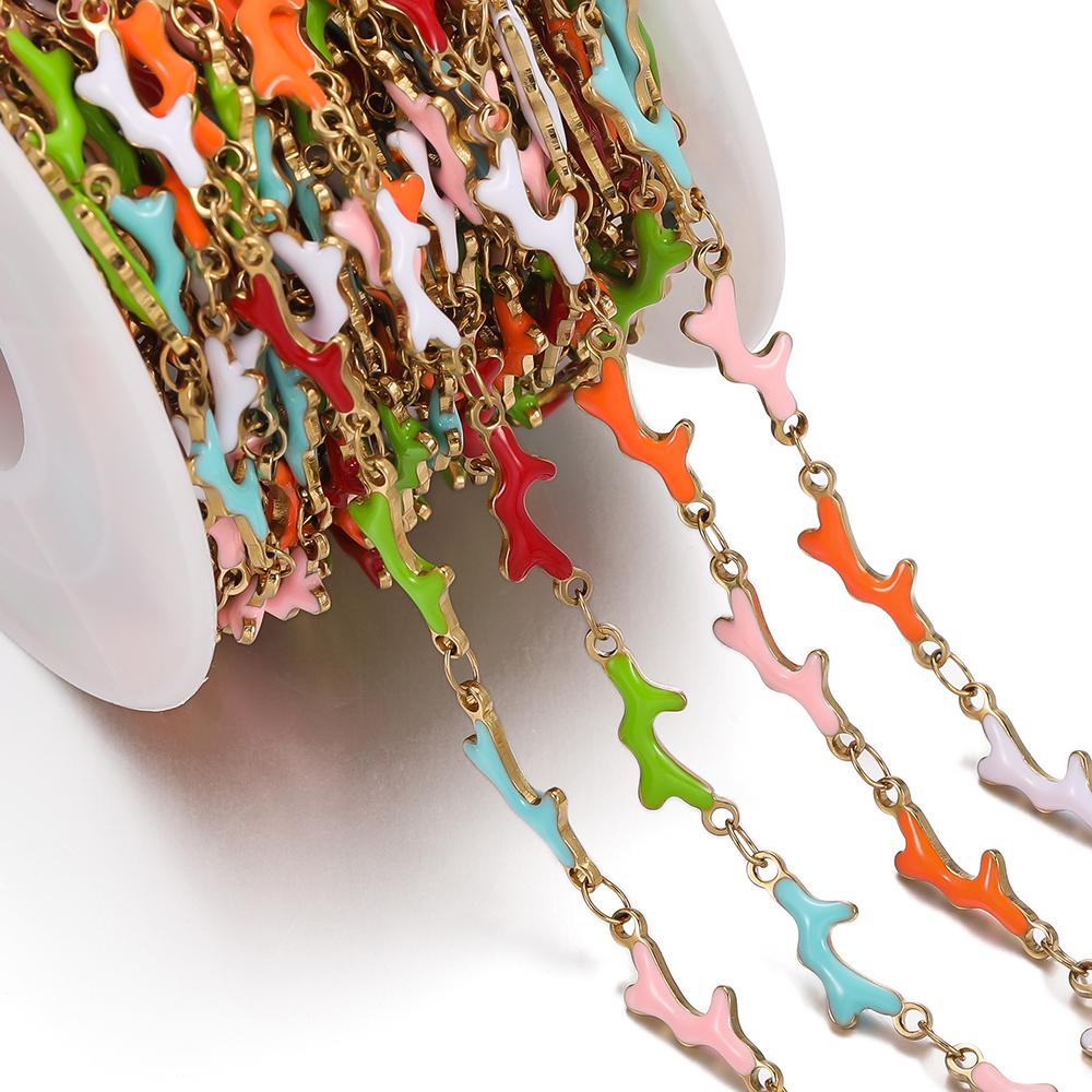 0.5m Colored Stainless Steel Enamel Chains Ocean Style Handmade Chains for DIY Bracelet Waist Chain Jewelry Making Chain