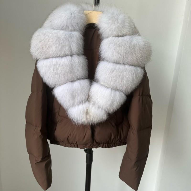 Womens Short Warm Puffer Coat With Real Fox Fur Collar Lightweight Down Jacket Winter Urban Commute