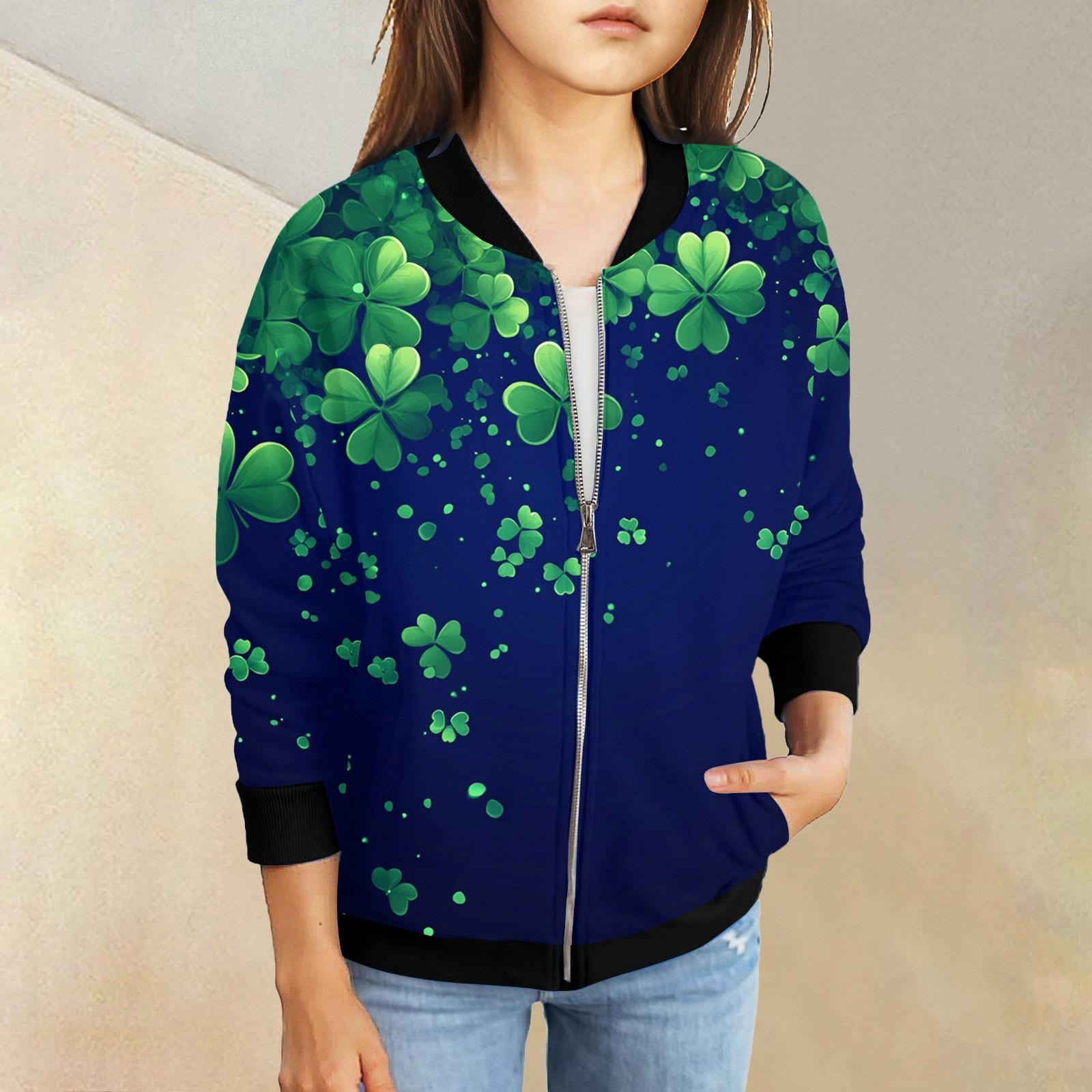 

Девочки куртки на молнии детские осенние толстовки с длинным рукавом верхняя одежда с карманами St. День Святого Патрика 5-15 лет 140 тёмно-синий