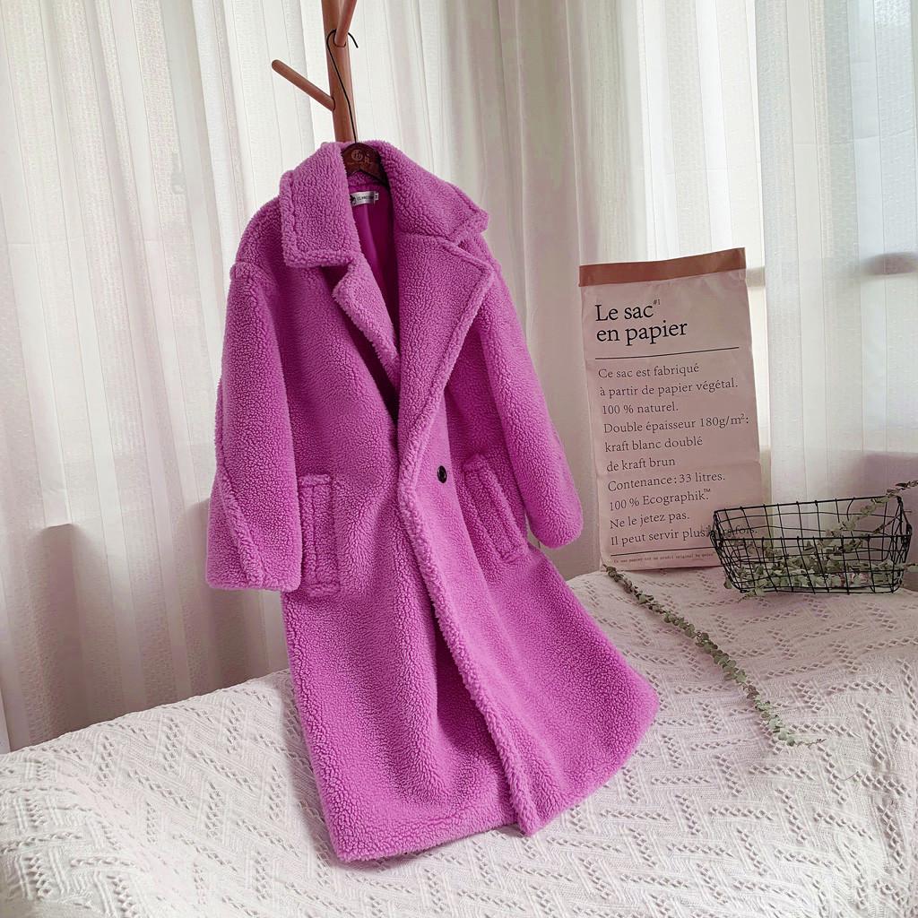 Women Fashion  And Winter Loose Medium Long Windbreaker Lamb Coat