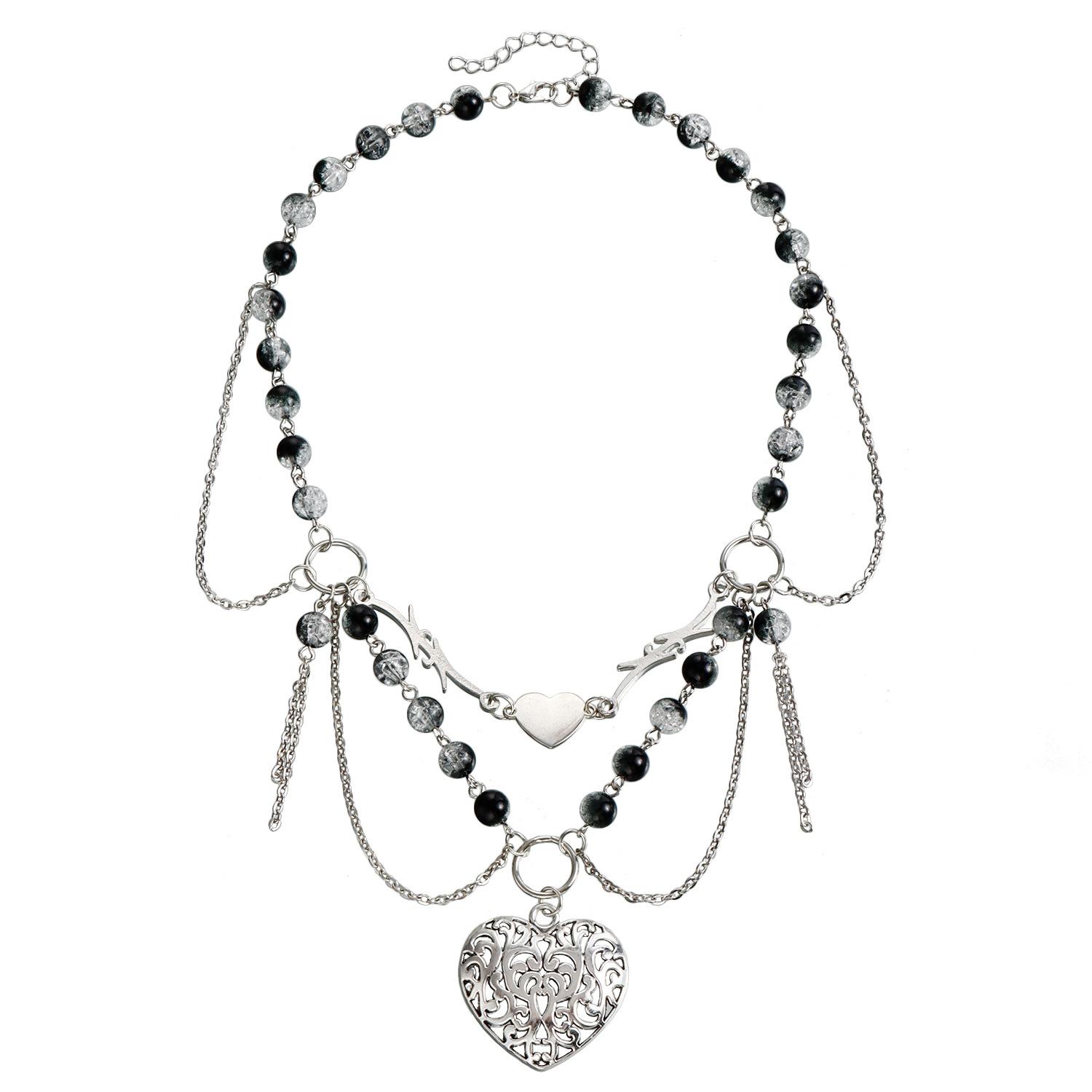 

Аксессуары, Дизайн Двухслойная Кисточка из Бисера Преувеличенная Подвеска в Виде Сердца Любви Персикового Цвета Женская Универсальная