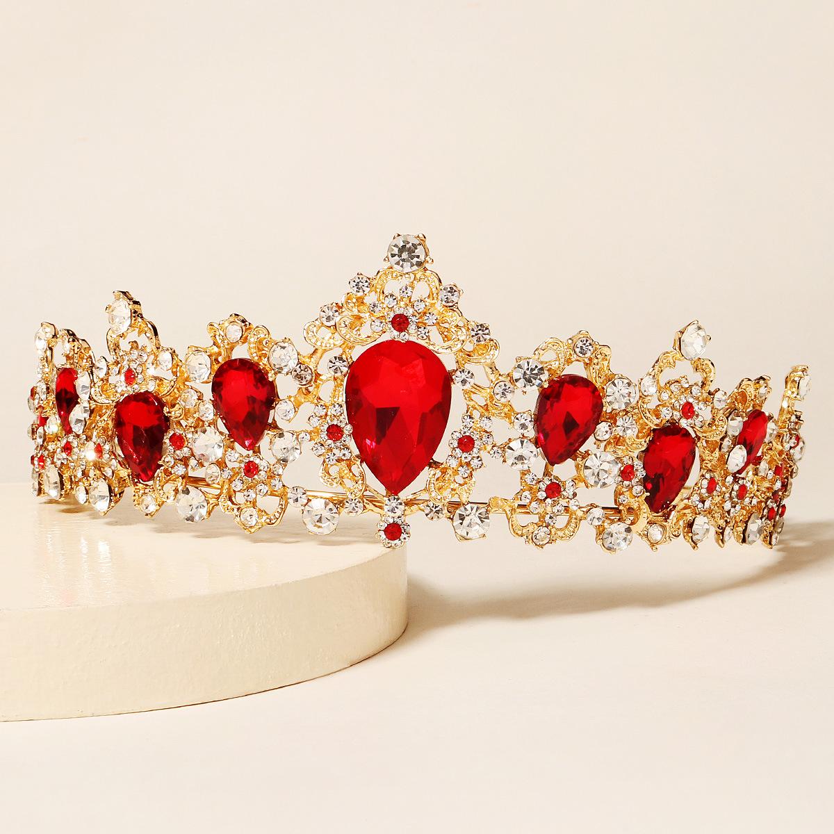 

Барокко ретро свадебная корона со стразами роскошные свадебные аксессуары королева день рождения большая корона