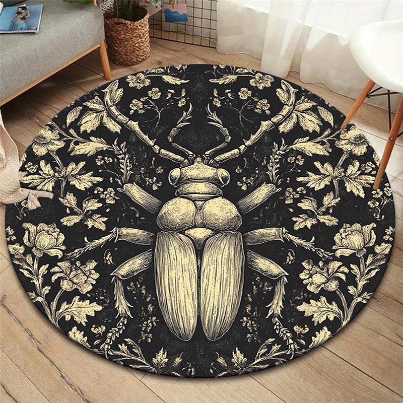 

Mandala-style insectsRound Area Rug,Carpet Rug for Living Room Bedroom Sofa Playroom Decor,Non-slip Floor Mat 80cmx80cm