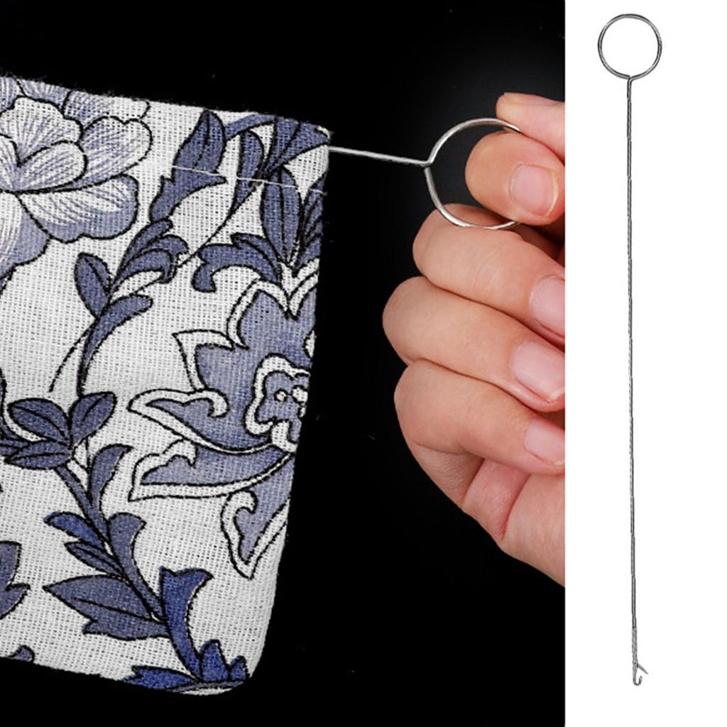 Long Hook Needle Threader For Elastic Bands Easy Quick Insert Metal Threader Sewing Threading Tool For Clothing Handbag