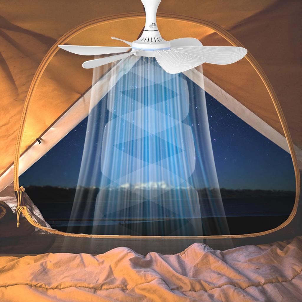 XIAOTREE Silent 6 Leaves USB Ceiling Fan, Optional Remote Control Timing, 4 Speed Hanging Fan for Camping Dormitory Tent
