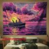 Ocean Voyage Watercolor Style Digital Printing Polyester Wall Tapestry Suitable for Use Living Rooms Bedrooms Offices Bars Party
