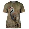 Summer Camouflage Hunting Animal quail Pattern Printed Men's Round Neck T-shirt Casual Short Sleeved Oversized Fashionable