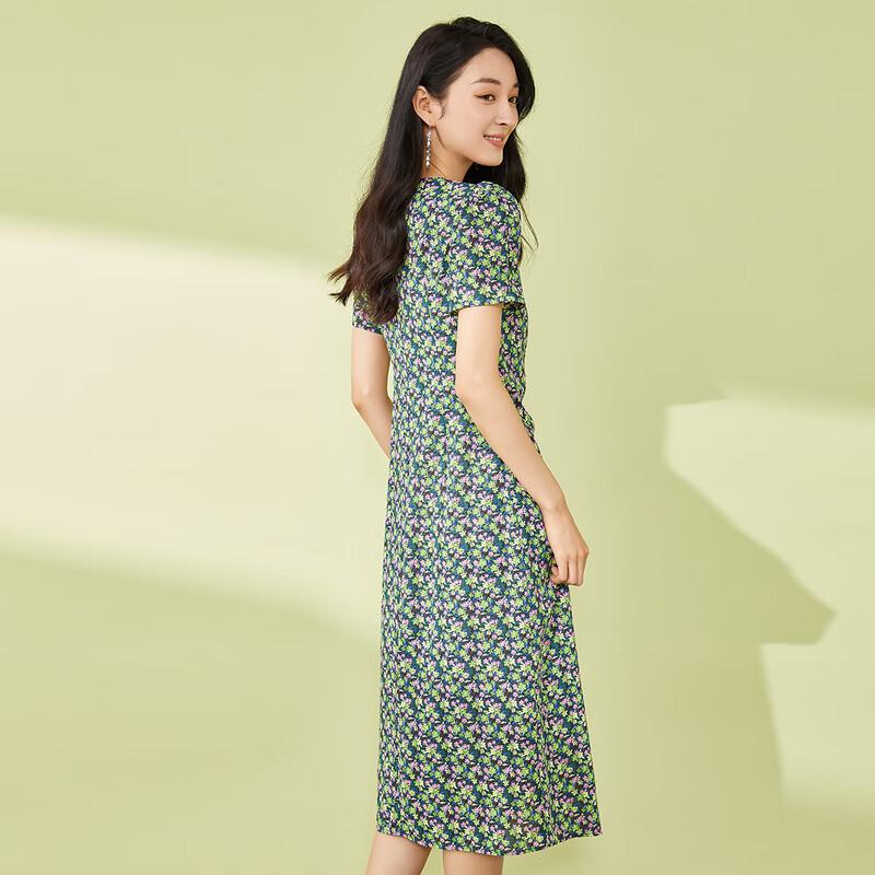 Shetu Women's Fresh Floral Chiffon Midi Dress