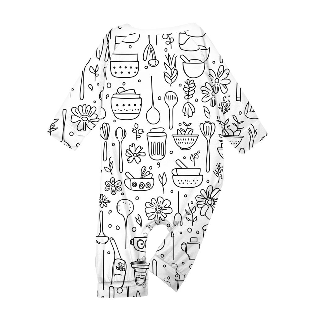 DIY Hand Painted Colorable-Parent-child Outfit - Print Round Neck Parent-child Long Sleeve Long Pants Home Clothes Suit Spring