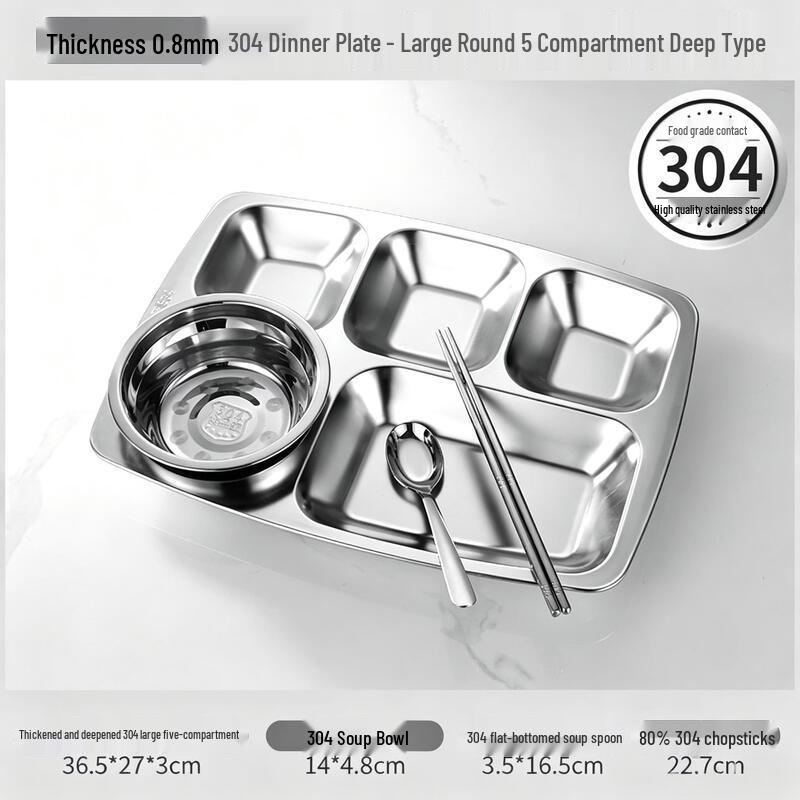 Kitchen Boat Stainless Steel Divided Dinner Plate Set