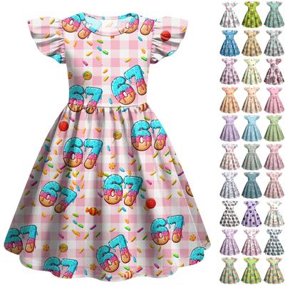 Kinder Mode Lässiges Kleid mit Flatterärmeln