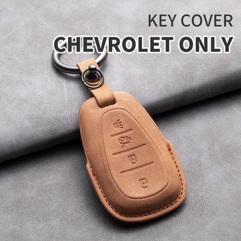 Leather Car Key Case Cover Protective Shell For Chevrolet Chevy Malibu Camaro Cruze Traverse Spark Equinox Sonic Volt Keychain