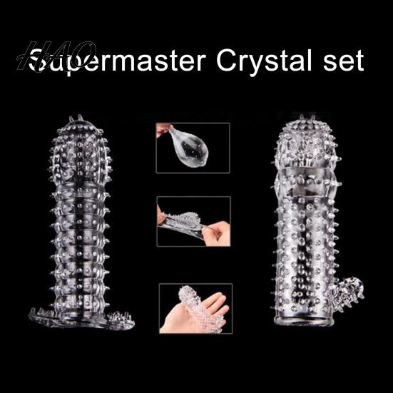 Male Condoms 5Pcs/Set Men External Use Soft Transparent Sexual Stimulation Sex Toy Large Particles Penis Sleeves Spike for Couple