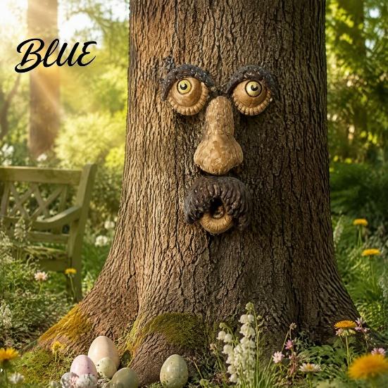 Halloween Tree Decorations Glow‑in‑the‑Dark Face Garden Decor Funny Old Man Bark Whimsical Sculpture Resin Ornament Outdoor Easter Hugger Yard
