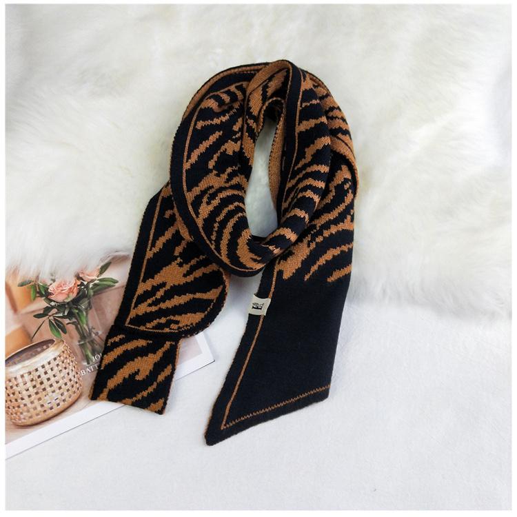 Leopard Knitted Wool Scarf Women's Autumn Winter Fashion Scarf Warm Scarf
