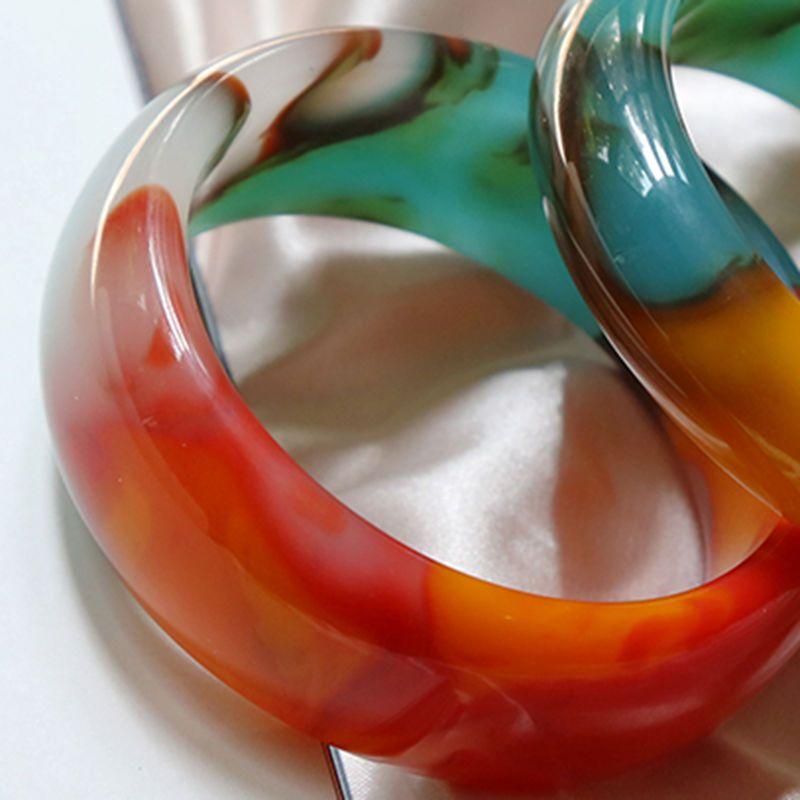 Colorful Bracelet Gobi Golden Silk Jade Chicken Blood Jade Bracelet Children's Wide Version