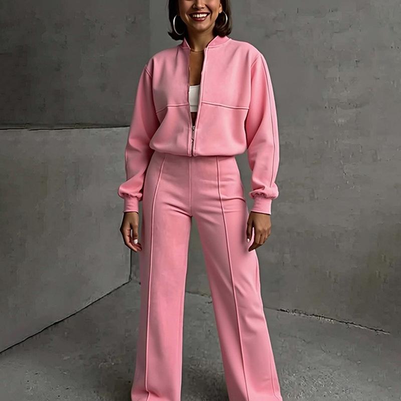 Women's Spring Suit Temperament Casual Solid Color Loose Lace Up Sweatshirt Sports Suit