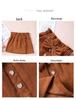 2024 Spring/Autumn Girls' Corduroy Bow Skirt - Solid Color, Single-Breasted, Fashionable.